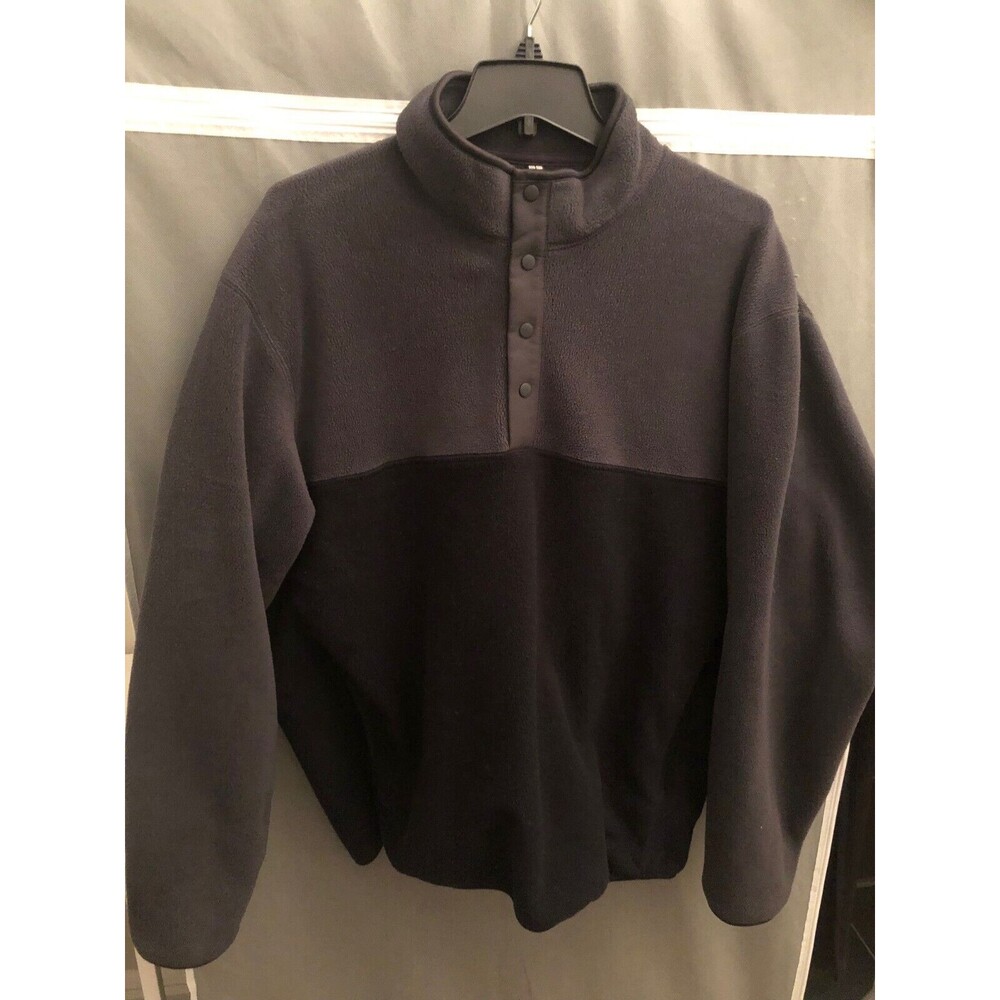 Uniqlo Fleece Pullover Color Block Black & Charcoal - Long-sleeve‎ - Men's Large